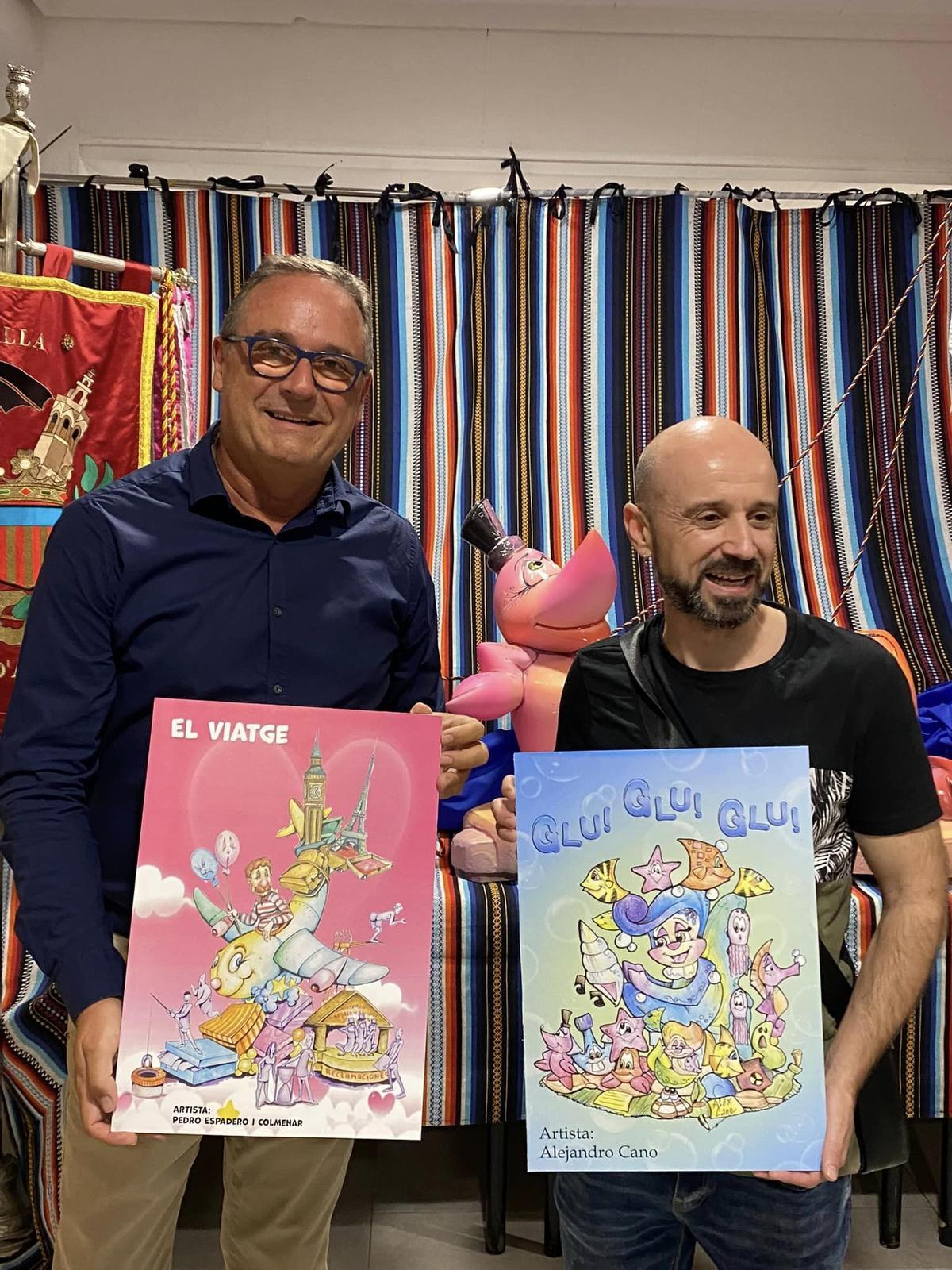 Pedro Espadero y Alejandro Cano, con los bocetos de Forn d'Alcedo
