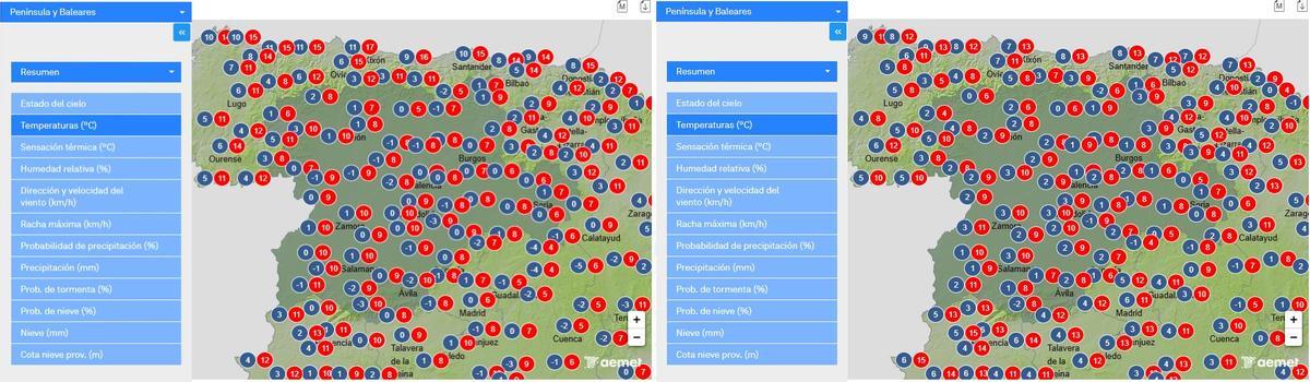 Previsión de temperaturas para el 8 y 9 de enero