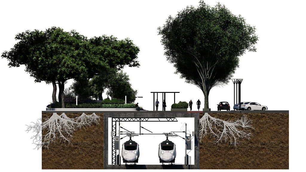 Así será el bulevar peatonal sobre las vías en Santiago el Mayor