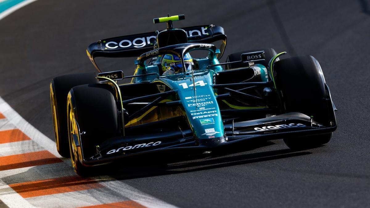 Fernando Alonso (Aston Martin), durante el Gran Premio de Miami de F1.