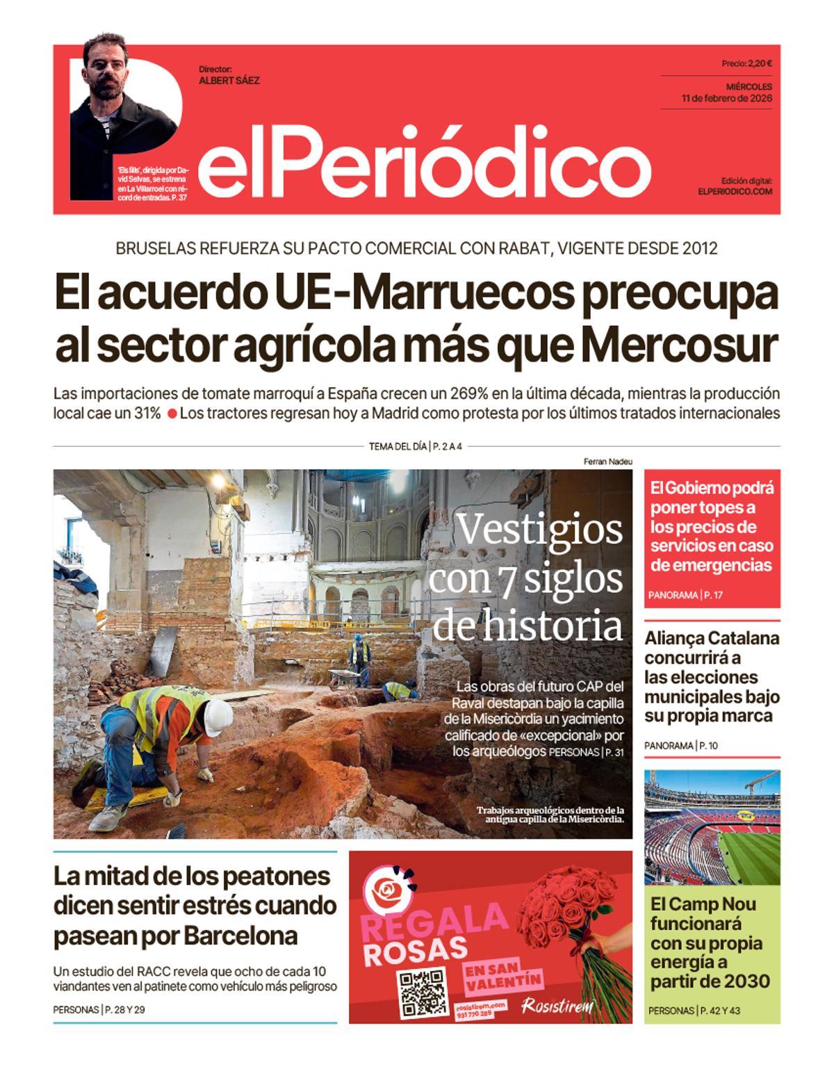 La portada de EL PERIÓDICO del 11 de febrero de 2026