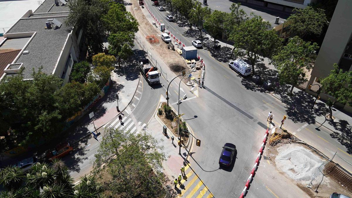La calle Hilera, en obras por el metro de Málaga.