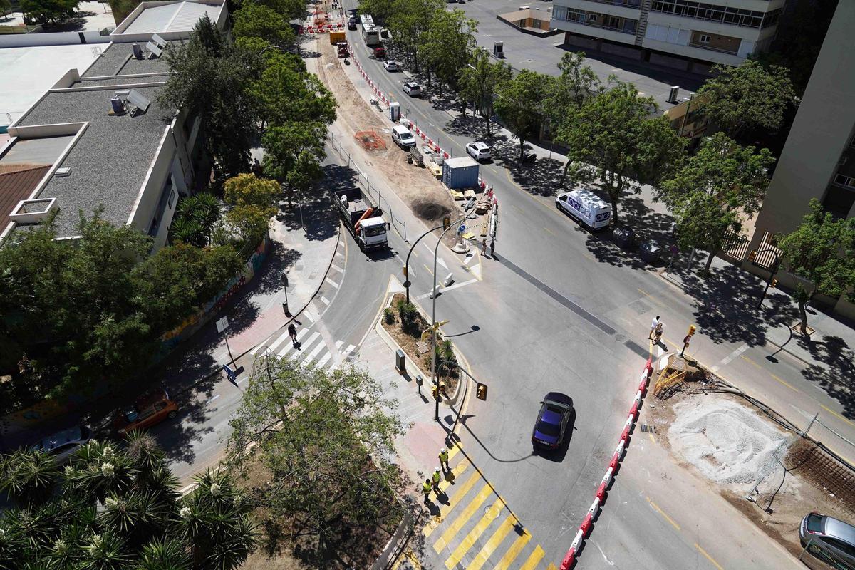La calle Hilera, en obras por el metro de Málaga.