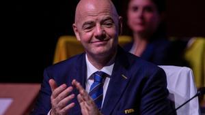 FIFA President Gianni Infantino applauds at the 73rd FIFA Congress in Kigali