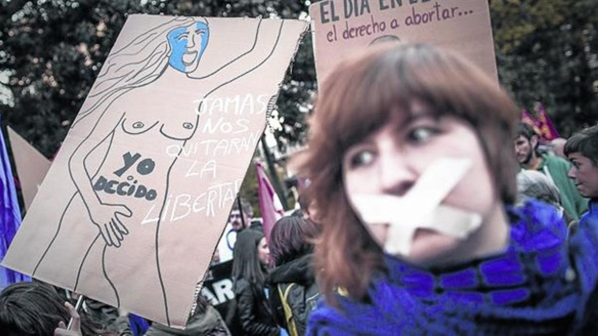 Manifestación a favor del derecho al aborto, en Valencia.