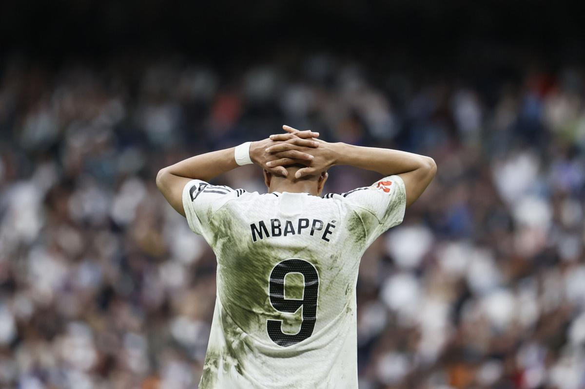 Kylian Mbappé durante el partido entre el Real Madrid y el Celta.