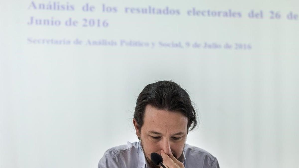 Pablo Iglesias durante el análisis de resultados del 26-J, en el Consejo Ciudadano Estatal.