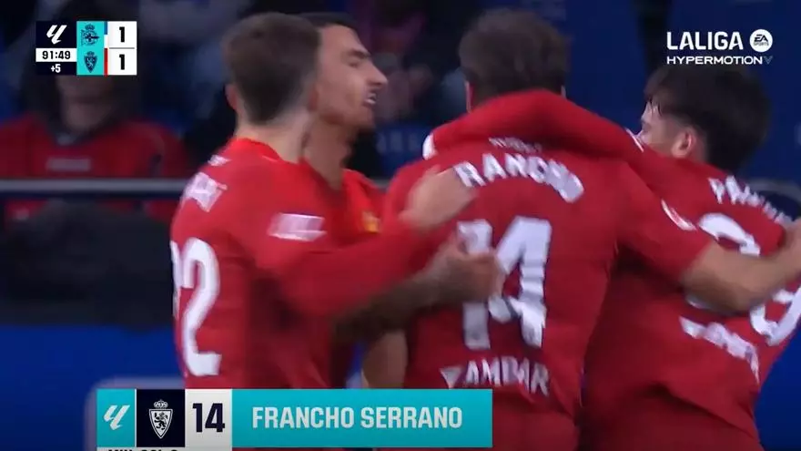 El 1-1 del RC Deportivo en el RC Deportivo 1-1 R. Zaragoza de la jornada 18 de LaLiga Hypermotion