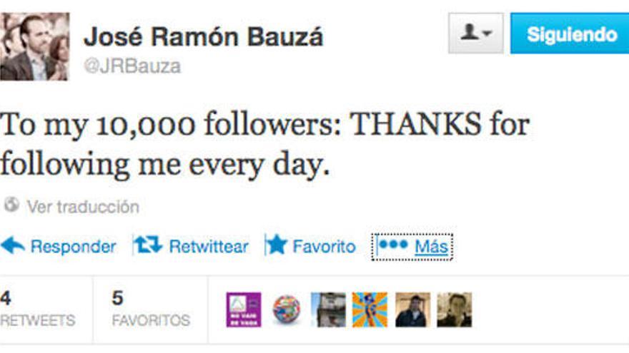 Bauzá celebra sus 10.000 &#039;followers&#039; en catalán, español e inglés