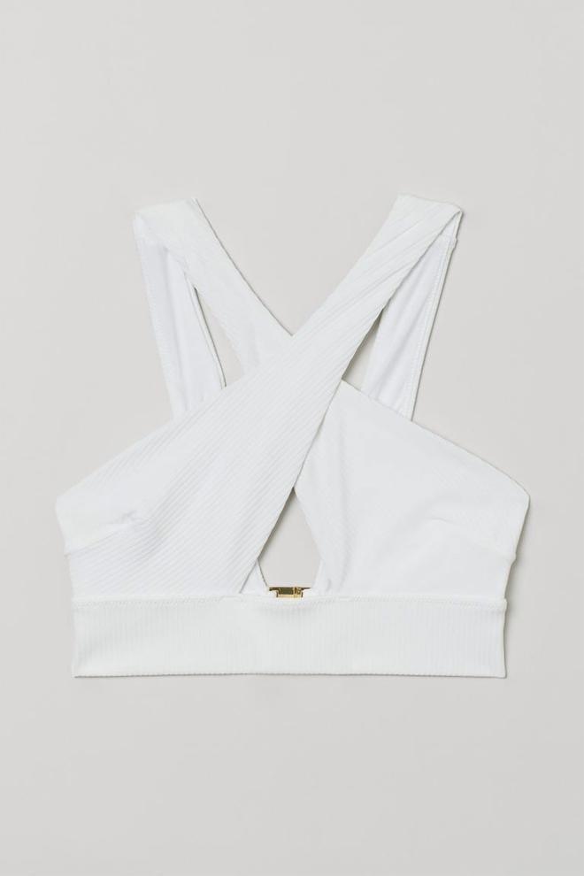 Top bikini cruzado con detalle 'cut out' en color blanco de H&amp;M