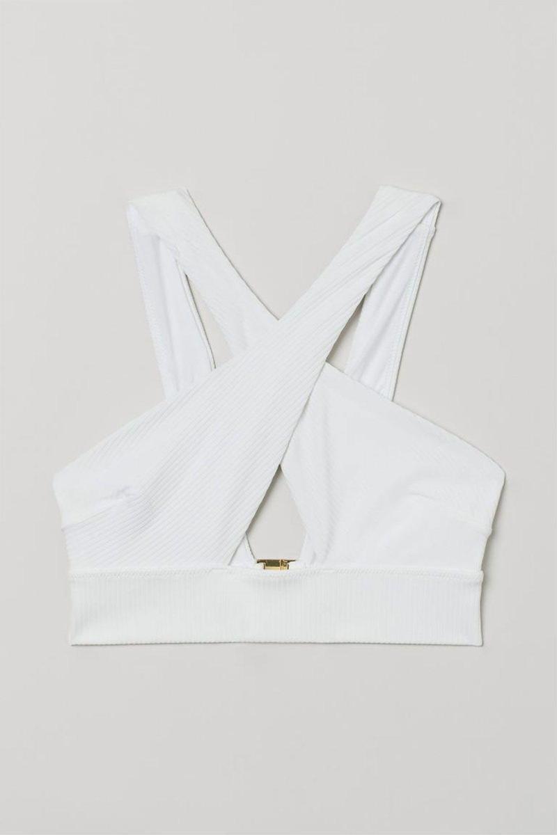 Top bikini cruzado con detalle 'cut out' en color blanco de H&M