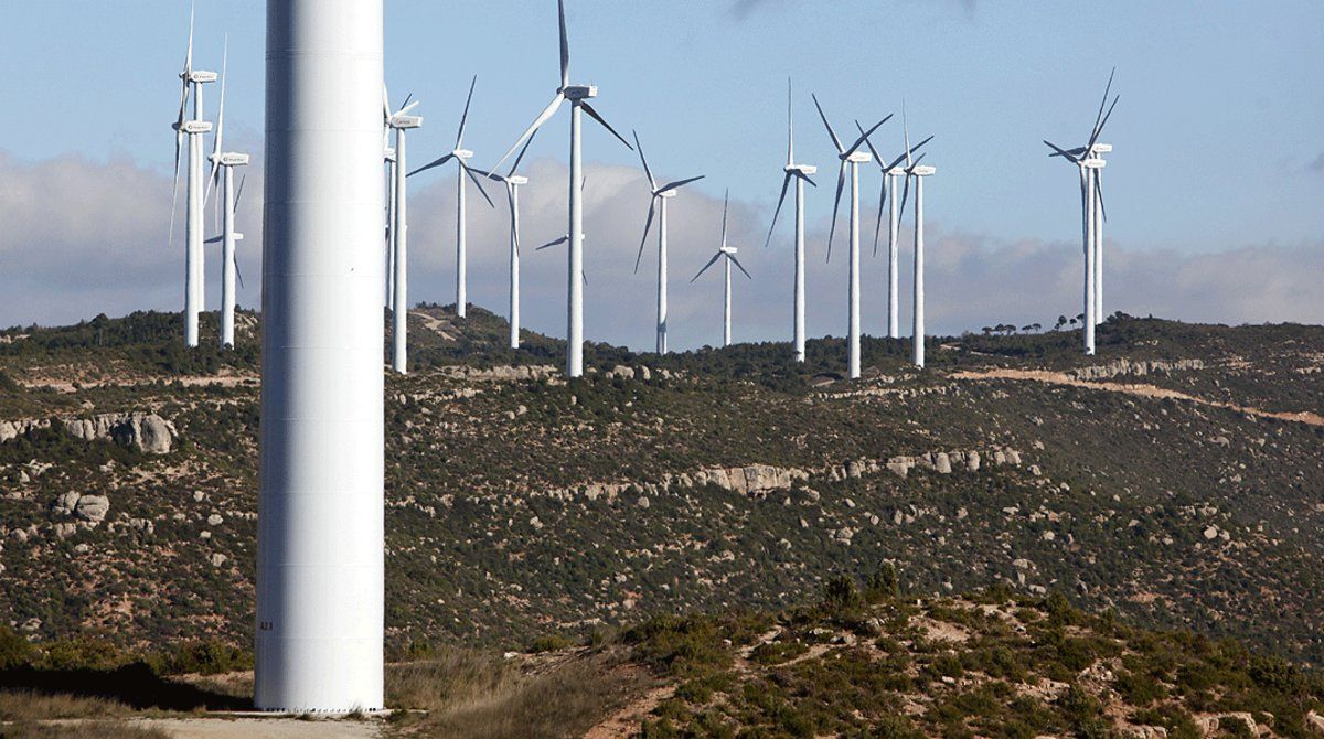 Vista general del parque eólico de Rubió (Anoia)