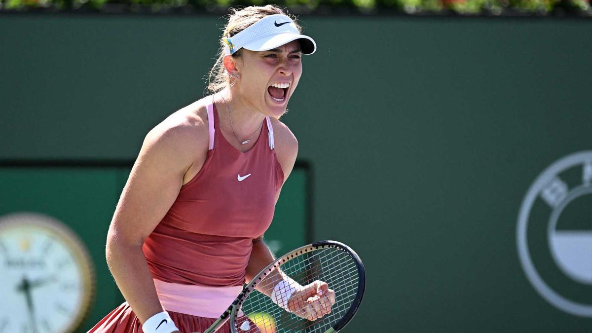 Badosa celebra enèrgicament un punt a Indian Wells