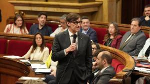 El president de la Generalitat, Salvador Illa, este miércoles en el Parlament
