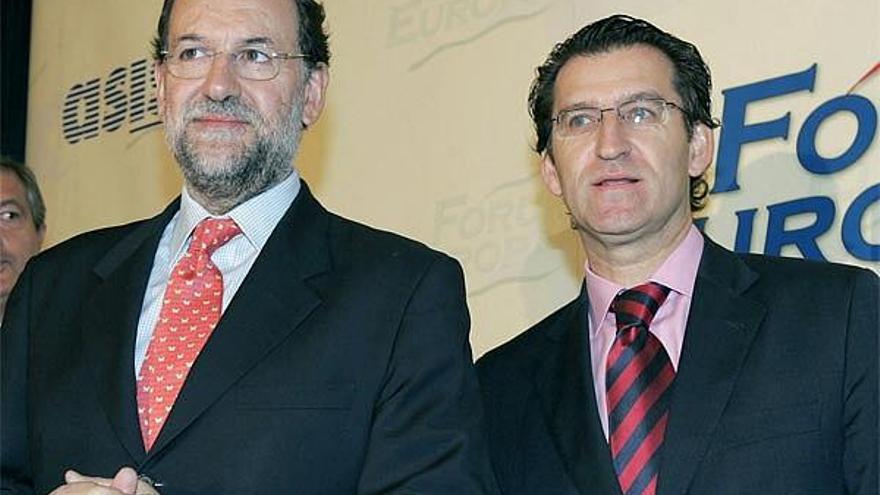 Mariano Rajoy y Alberto Núñez Feijoo, en un acto del partido.