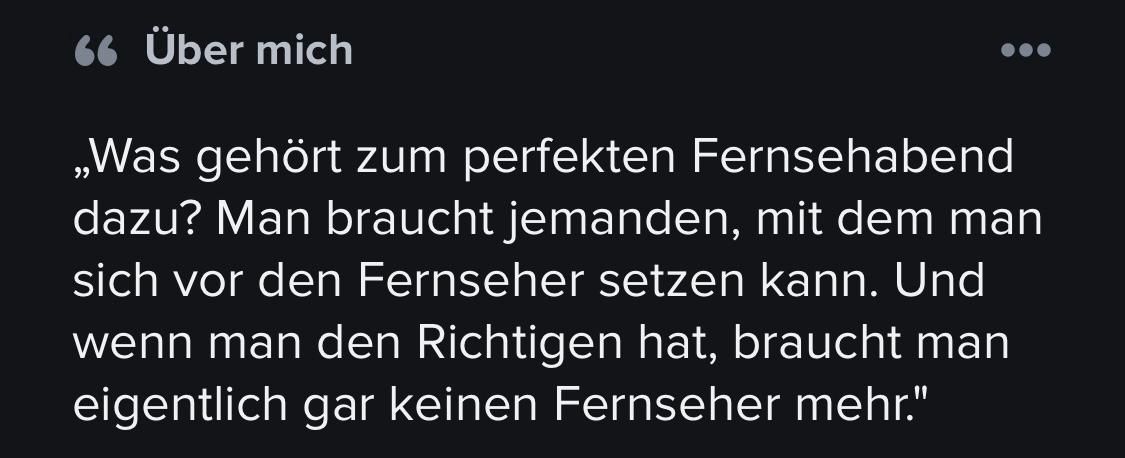 Lieber einen Partner als einen Fernseher.