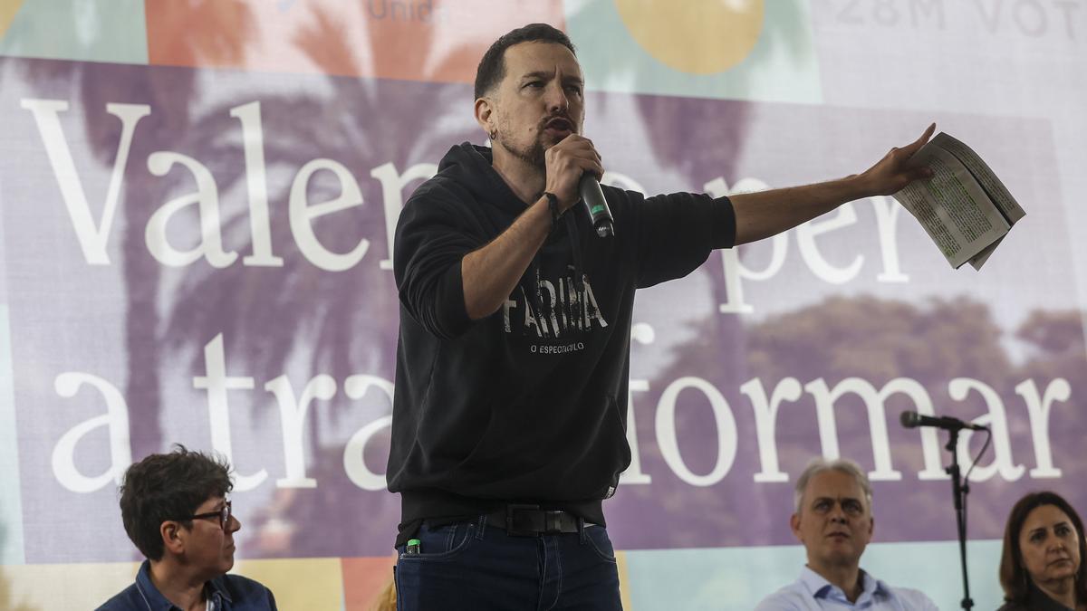 El exvicepresidente del Gobierno y ex líder de Podemos, Pablo Iglesias, en València hace una semana