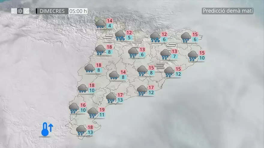 Alerta per pluges intenses i perill d'allaus aquest dimecres