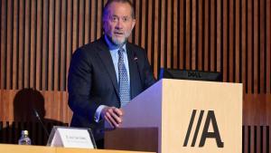 Archivo - El presidente de Abanca, Juan Carlos Escotet, interviene durante la inauguración del Foro Económico de Galicia, en el Auditorio Sede Afundación, a 16 de septiembre de 2024, en A Coruña, Galicia (España).