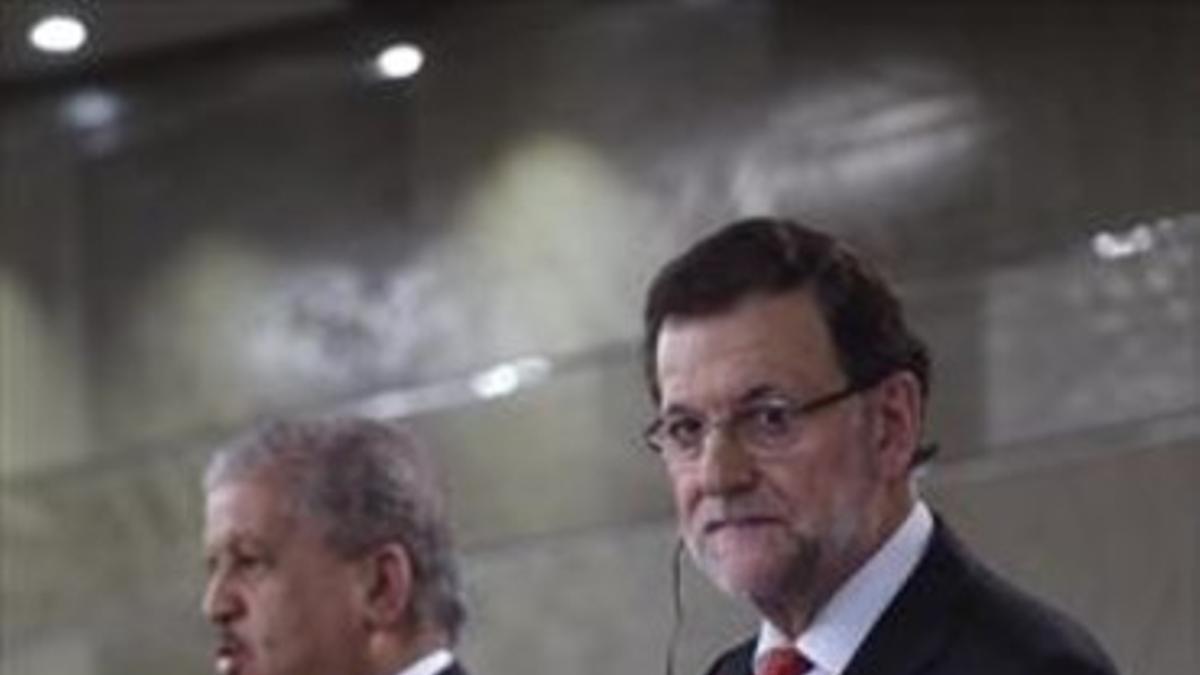 Mariano Rajoy, ayer, durante la rueda de prensa que dio en el Palacio de la Moncloa.