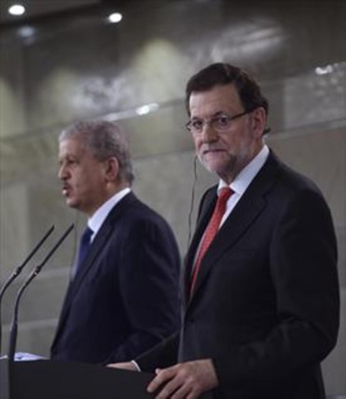 Mariano Rajoy, ahir, durant la roda de premsa que va fer al Palacio de la Moncloa.