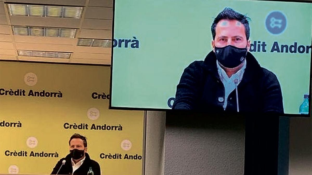 Pedor Font, en un momento de la presentación del acuerdo entre Crèdit Andorrà y Automòbil Club d’Andorra.