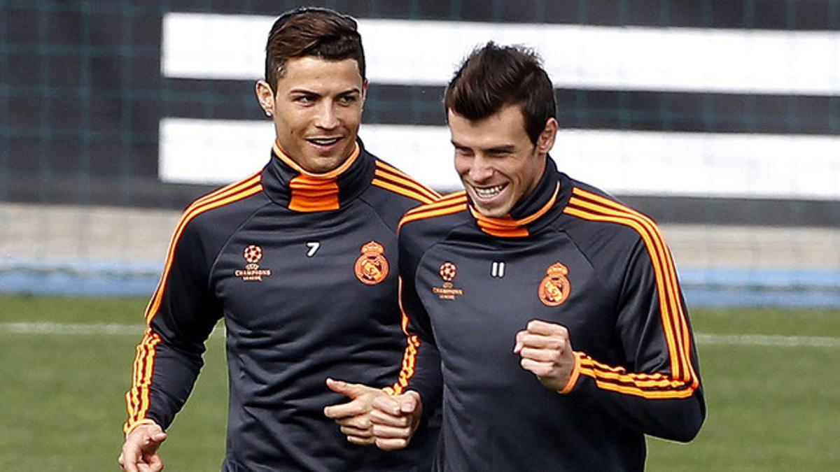 Cristiano y Bale, durante el entrenamiento de este martes en la ciudad deportiva de Valdebebas