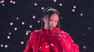 Rihanna, durante su actuación en la Super Bowl