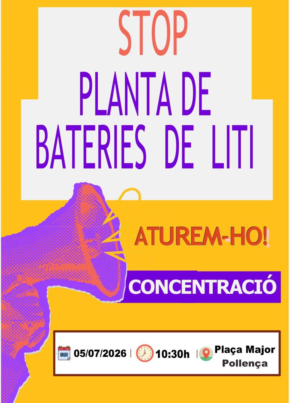 Pollença se moviliza contra las plantas de baterías de litio