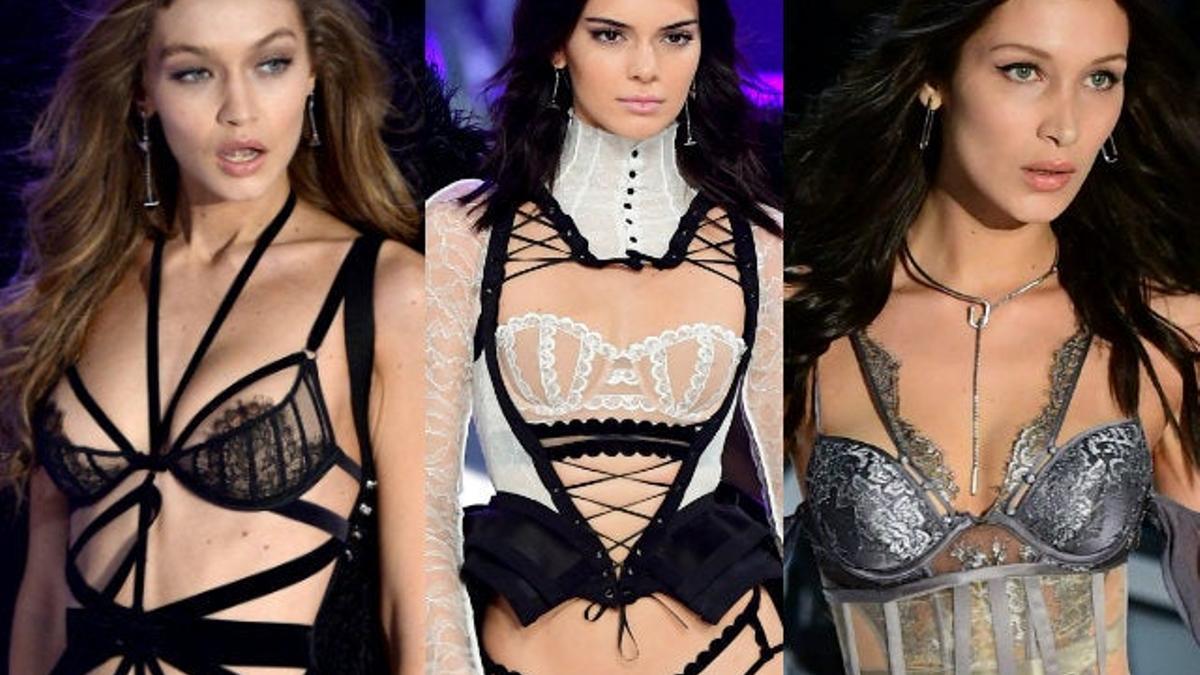 Gigi Hadid, Kendall Jenner y Bella Hadid desfilando para Victoria's Secret