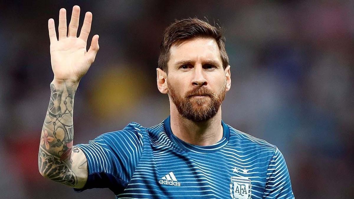 Messi durante un calentamiento de la selección argentina