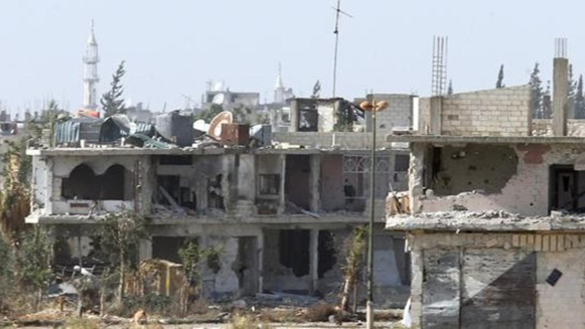 Aspecto de la ciudad de Al Quseir, escenario de fuertes combates.