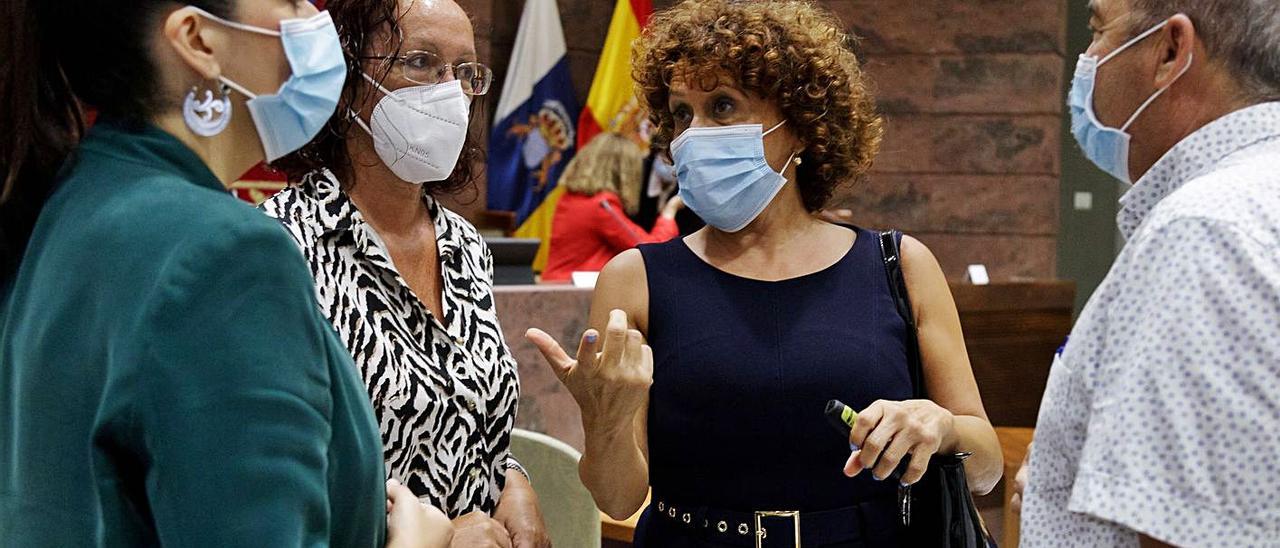 Matilde Fleitas, Pino González, Auxiliadora Díaz y Francisco Déniz, ayer.