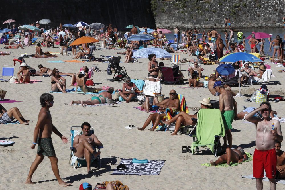 Las playas de Nigrán y Baiona soportan estos días una gran afluencia