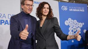 Alberto Núñez Feijóo e Isabel Díaz Ayuso, en un acto del PP en Madrid.