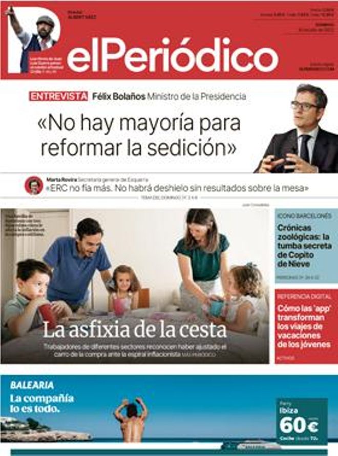La portada d’EL PERIÓDICO del 10 de juliol del 2022