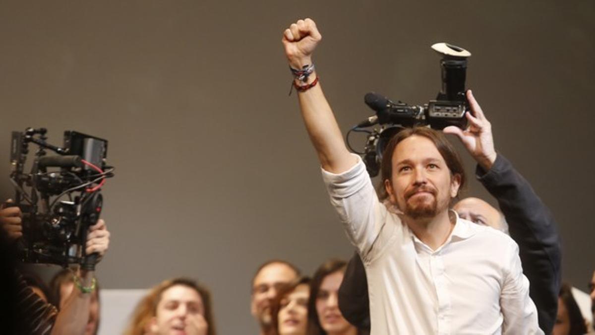 Pablo Iglesias, tras su proclamación como líder de Podemos.