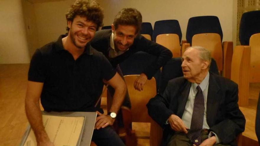 De izquierda a derecha, Pablo Heras-Casado, Alfonso Noriega y Pierre Boulez.