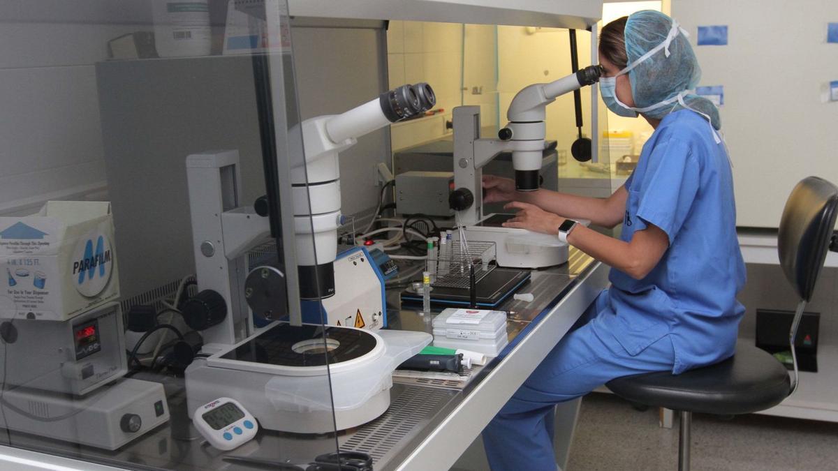 Una sanitaria trabaja en un laboratorio de Murcia.