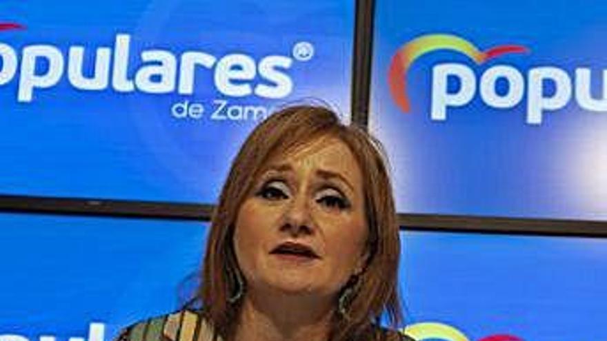 Leticia García, ayer en la sede del PP.