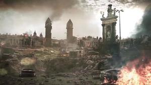 El clip recrea una imatge desoladora de la ciutat de Barcelona.