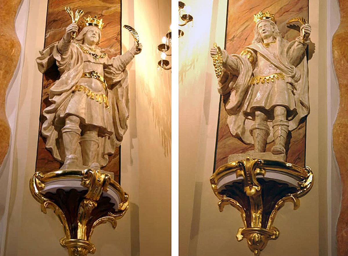 Les imatges de Sant Abdó i Sant Senent de l'església de Santa Caterina d'Alzira.