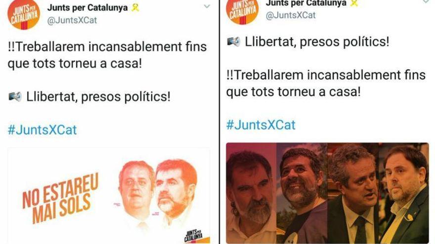 Junts per Catalunya &#039;olvida&#039; por unos minutos solidarizarse con Junqueras y Cuixart