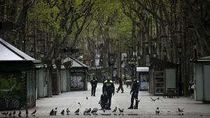 Las Ramblas de Barcelona, el 24 de marzo de 2020, en pleno confinamiento.
