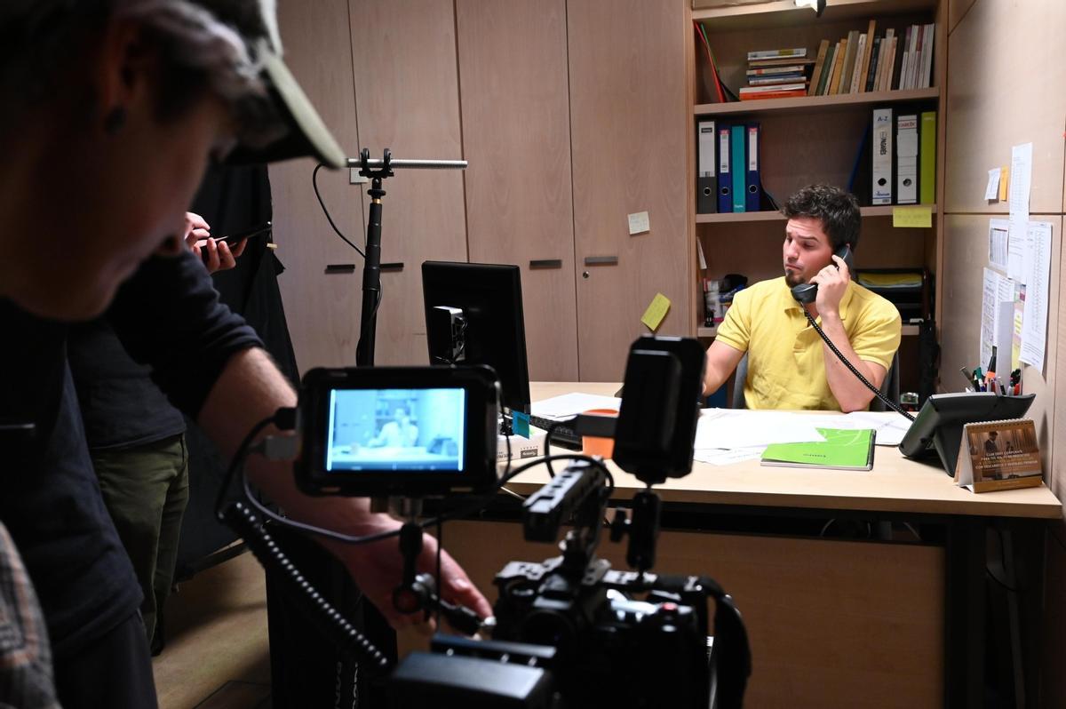 Javier Zapater durante la grabación de 'Descanse siempre en paz'