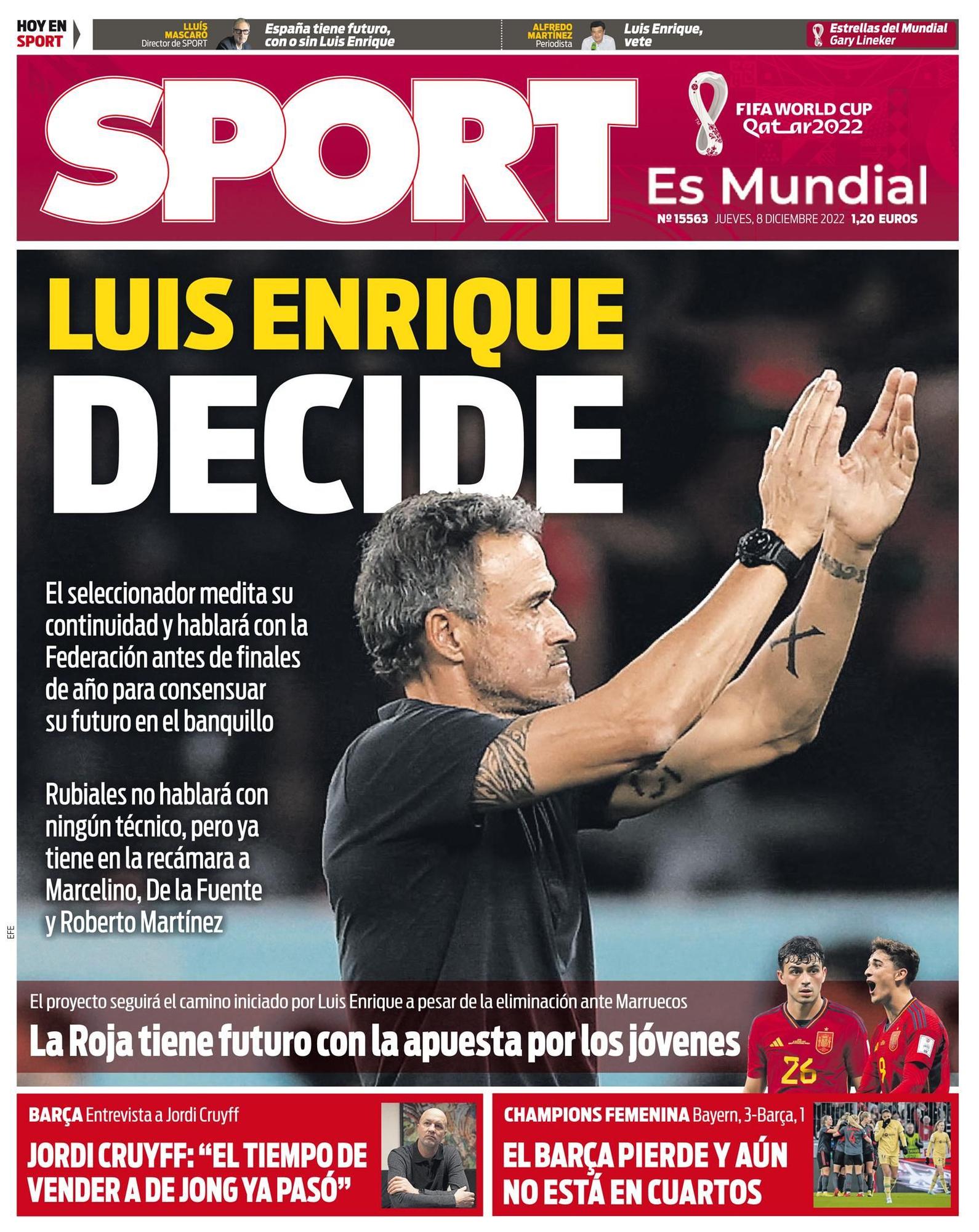 Esta es la portada de SPORT de hoy