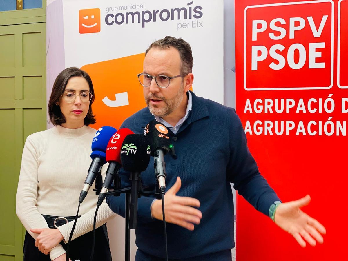 Los portavoces de Compromís y PSOE, Esther Díez y Héctor Díez, respectivamente, este miércoles.
