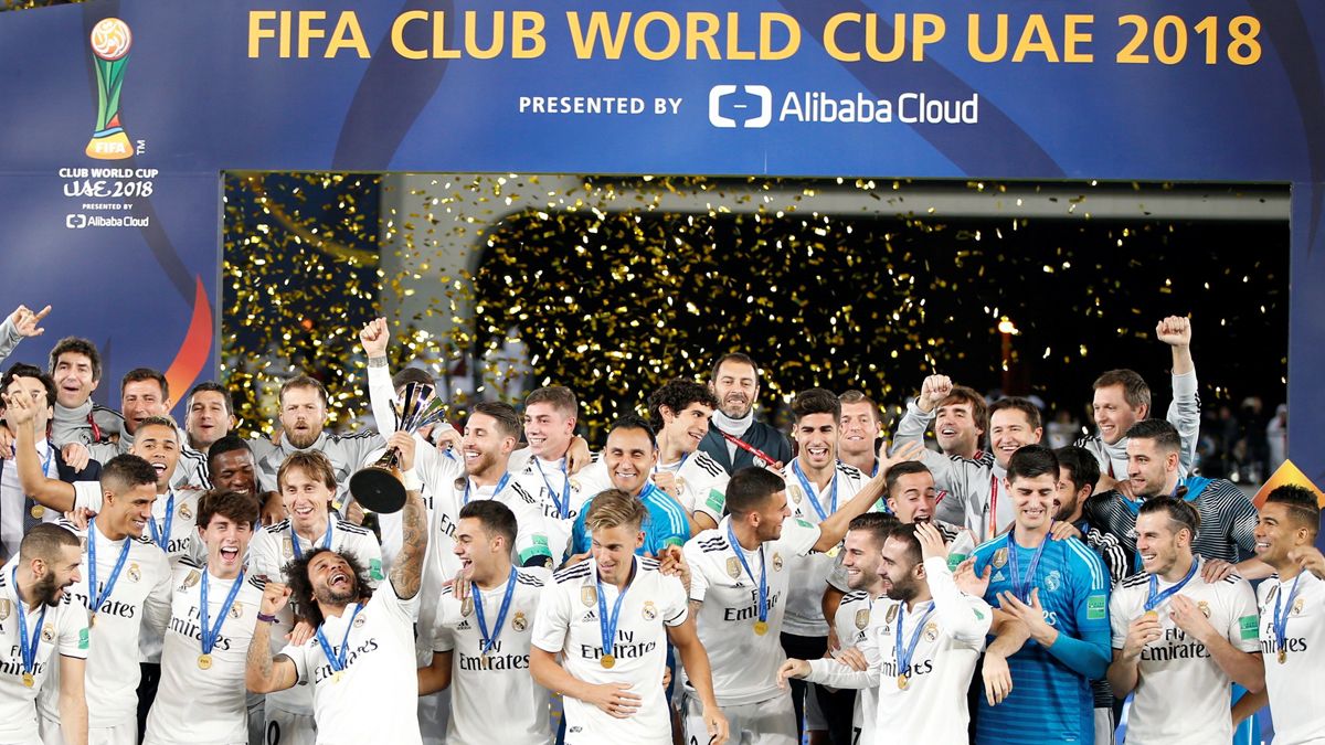 El Madrid celebra el Mundialito de Clubes de 2018