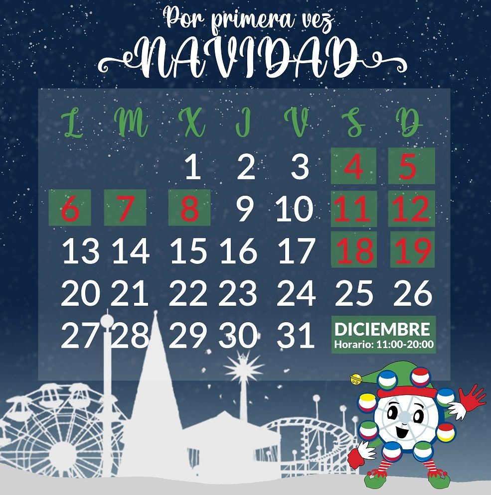 Calendario Parque de Atracciones Navidad