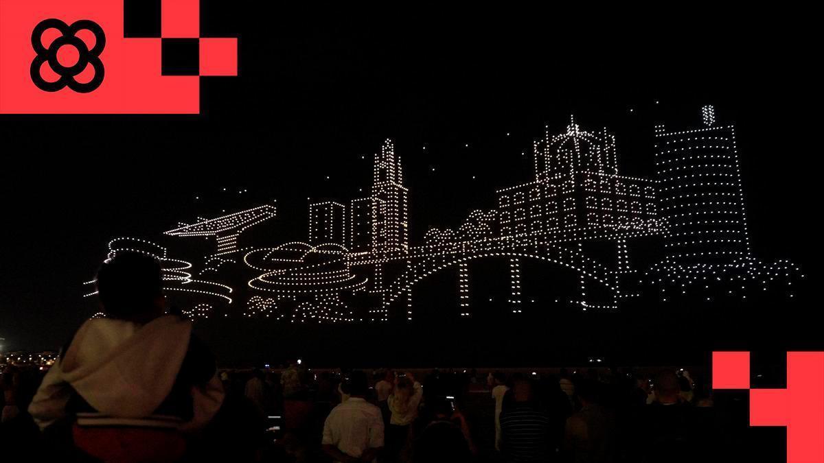 Espectáculo de drones durante el Air Invictus en Portugal. / Flock Drone Art Studio